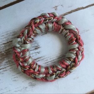 Textured multicolor handmade crocheted scrunchie